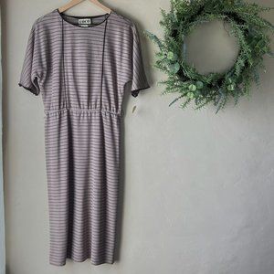 Vintage Coco of California Brown Striped Dolman Short Sleeve Shirtwaist Dress